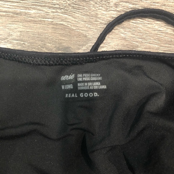 Black Aerie Textured Strappy One Piece - Picture 4 of 4